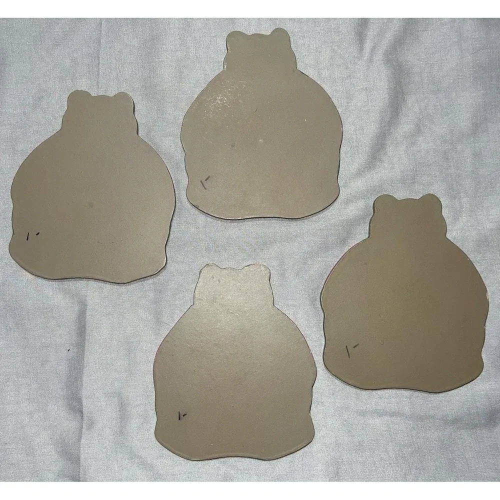 Christmas Teddy Bear Coaster‎ Set Wooden Country Bears Cork